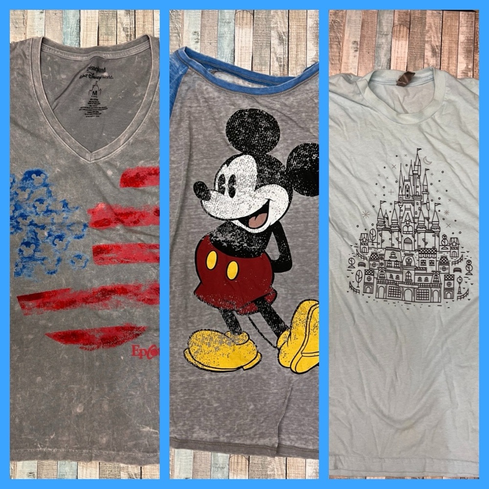 🏰Three Disney Parks Tees~Ladies Medium~Disney World~Disneyland🏰